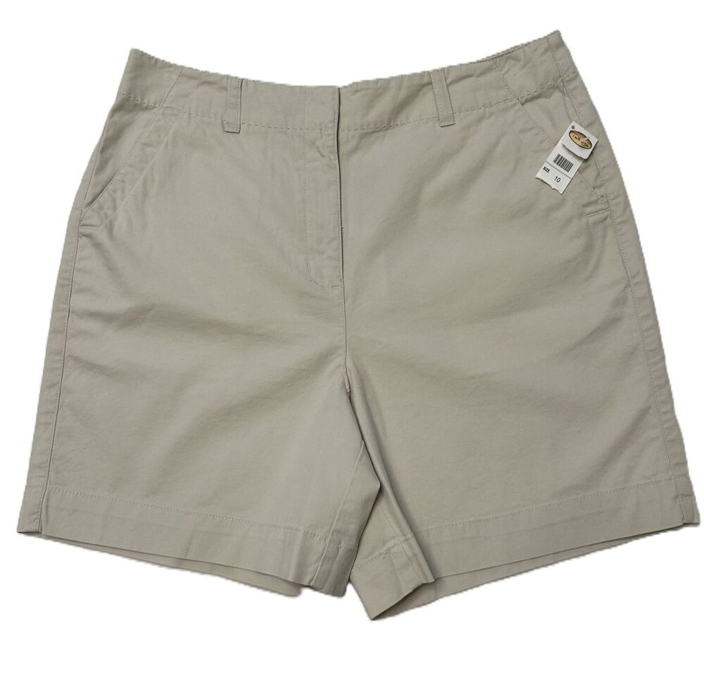 NWT Talbots Stretch Classic Chino Cotton Khaki High-Rise 5” Shorts-Size 10